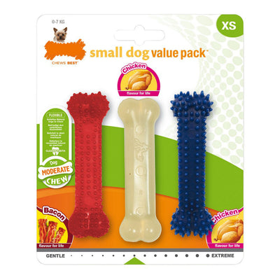 Hund Bidering Nylabone Value Pack Bacon Størrelse S Kylling Termoplastisk (3 pcs)
