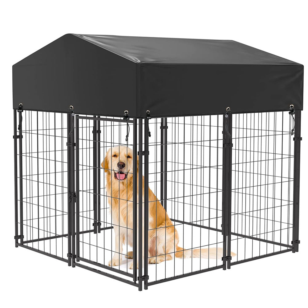 Robust Udendørs Hundegård i Metal med Tag