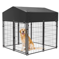 Robust Udendørs Hundegård i Metal med Tag