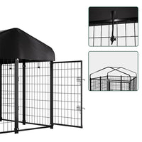 Robust Udendørs Hundegård i Metal med Tag