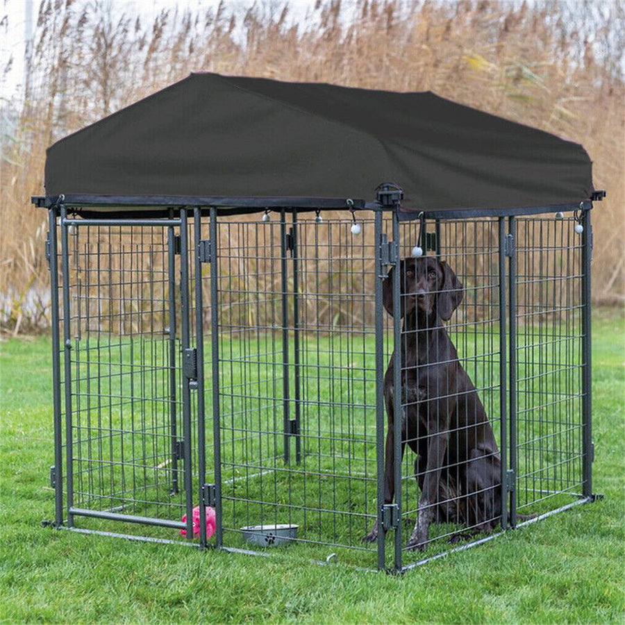 Robust Udendørs Hundegård i Metal med Tag