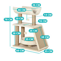 Etagers Kradsetræ med Hvilekurv - Beige